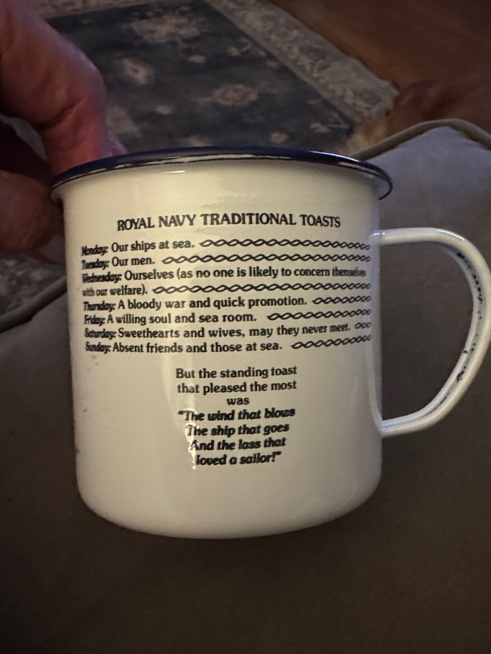 Royal Navy Traditional Toasts White Enamel Camp Mug